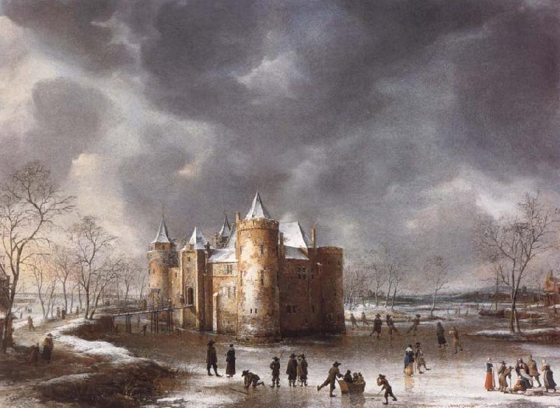 Jan Abrahamsz. Beerstraten The Castle of Muiden in Winter Spain oil painting art